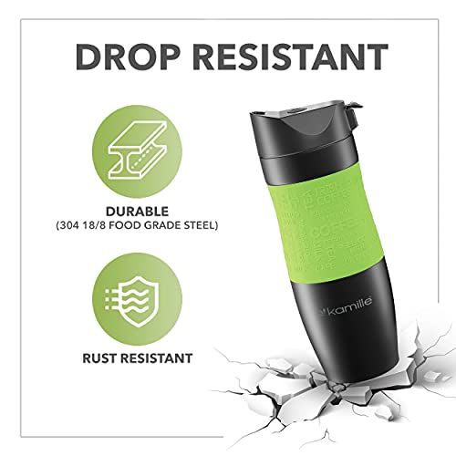 Kamille Coffee Tumbler Stainless Steel Coffee Travel Mug - Double Wall Thermal Vacuum Insulated Coffee Cup With Lid For Cold, Ice Drinks And Hot Beverage-16Oz #TOP4