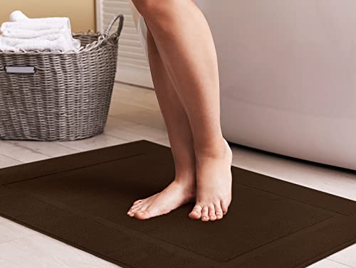 Utopia Towels Cotton Banded Rug, Bath Mats, Not a Bathroom Rug, 21 by 34 Inches, 100% Ring Spun Cotton, Highly Absorbent Shower Bathroom Floor Mat, Dark Brown, 2 Pack
