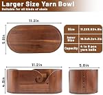Oval Wooden Yarn Bowl for Crocheting, Large Crochet Yarn Holder, Handmade Crochet Bowls with Lid and 9pcs Knitting Hooks, Yarn Storage Organizer for Crocheting and Knitting Lovers