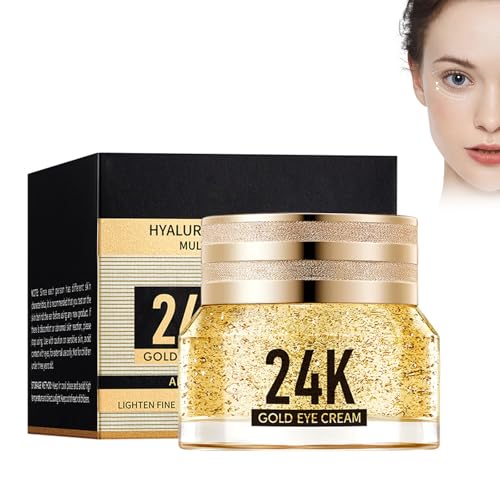 Hppsctink Crema de ojos, 40g Crema de Ojos Oro 24K, Contorno de ojos Reafirmante, Mejora Ojeras, bolsas y líneas de Expresión, eye cream