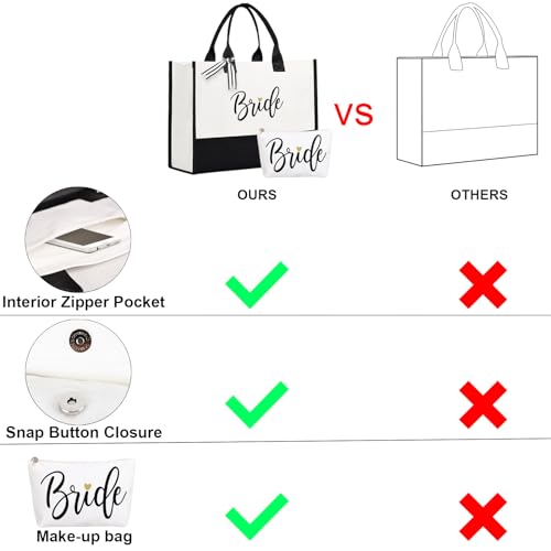 Image of Lamyba Bride To Be Gifts for Wedding, Bridal Shower Gifts, Bachelorette Party, Engagement,Honeymoon, Bride Bag Tote with Makeup Bag