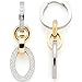 Produktbild JEWELS BY LEONARDO Kreolen Lena 1 Paar  Ohr-Hänger aus bicolorfarbenem Edelstahl  abnehmbare Ketten-Glied Anhänger  besetzt mit kleinen Zirkonia-Steinchen  Schmuck Geschenk für Frauen  023404