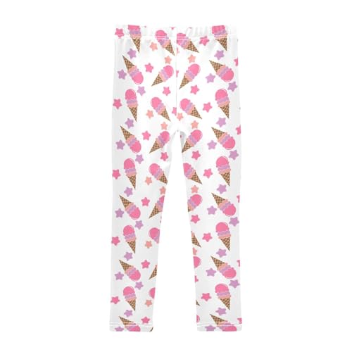 Ice Cream Cone Stars Girls Leggings,Workout Leggings for Girls Toddler Athletic Leggings Size for 3-10T2