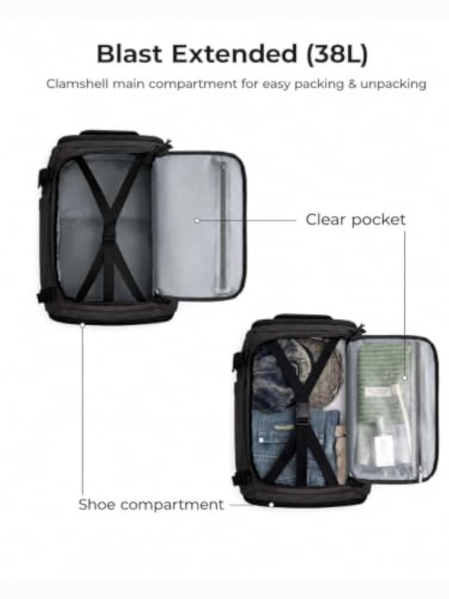Easify All-in-One Travel Backpack 38L, Expandable Laptop Backpack
