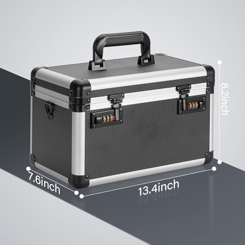 Image of Medicine Lock Box with Combination Lock - 13.4 x 7.6 x 8.2 Inches - First Aid Safe Medication Storage Box, Medications and Personal Items, Safe Boxes for Home and Outdoor - Tactical Black