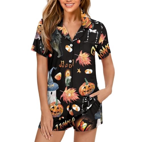 Image of Women's Short Sleeve Sleepwear Pajamas Nightwear with Pockets
