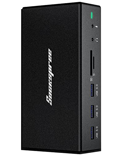 USB C Docking Station, Sockspree USB 3.0 Universal Laptop Docking Station, Triple Monitor Docking Station Compatible for MacBook Dell Hp Lenovo(HDMI, VGA, RJ45, Audio, 5 USB Ports, SD/TF, USB C)