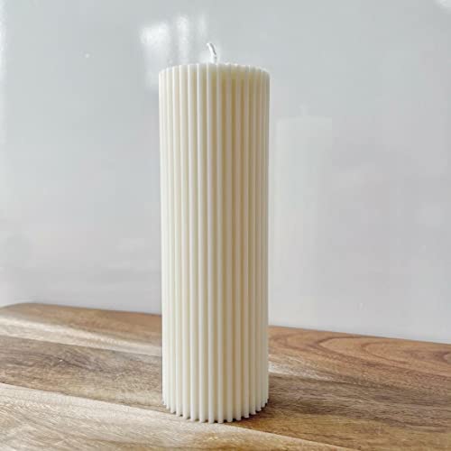 2 Pack Ribbed Pillar Soy Wax Scented Candle For Home Decoration Birthday Valentine's Day Wedding Christmas (Ribbed Pillar Candle White) #TOP3