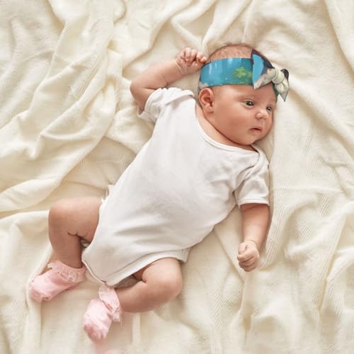 Puppy in the mushroom Picture Baby Bow Headband Super Stretchy Soft Bows Hair Accessories for Newborn Infants Toddlers Kids Girls4