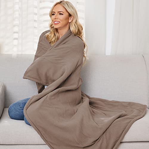 Electric Throw Blanket Comfortable Polar Fleece & Sherpa Soft Warming Heated Blanket, 4 Heating Levels & 3H Auto Shut Off, Fast Heating, Machine Washable, 50"X60", Color Flaxen #TOP6