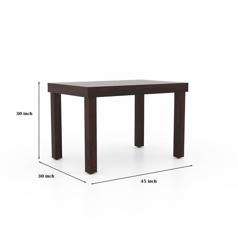 Image of Furniture Solid Sheesham Wood 4 Seater Dining Table Set with 3 Cushioned Chairs and Bench | Wooden Four Seater Dinner Table Set for Living Room, Kitchen, Dining Area and Home (Walnut Finish)