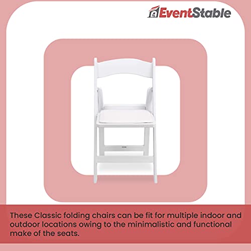 Image of EventStable Titan PRO Resin Folding Chair - White Indoor Outdoor Lightweight Padded Folding Chair for Weddings Parties Events - 100 Pack