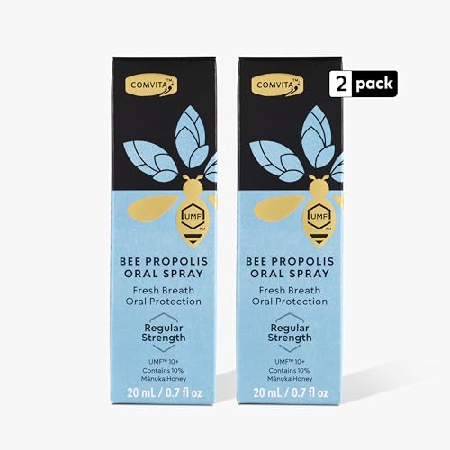 COMVITA Propolis Natural Throat Spray, Soothing Mint Flavor with New Zealand UMF 10+ Manuka Honey, Natural Immune Support, Antioxident, Dietary Supplement 0.7 Fl oz (Pack of 2)