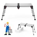 Loyoda Work Platform 500 Lbs, Foldind Step Stool with One-Touch Automatic Fold, 4 Height Adjustment Step Platform, Perfect for RV Cleaning, Home Painting and Reaching High Places, Larger, Black
