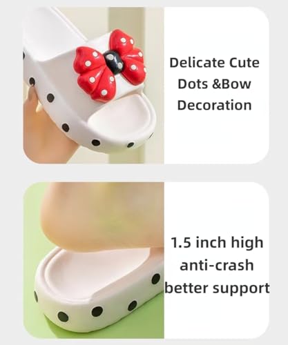 Bow Slippers for Women Cute Home Slides Preppy Anti-slip Indoor Outdoor Slippers Open-toe Men Shower Shoes2