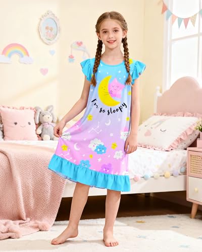 Image of Sylfairy Girls Nightgowns, Unicorn Nightgown Princess Pajama Dresses for Girls Sleepwear Nightie