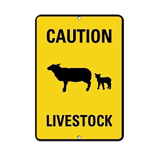 HNNT Aluminum Metal Sign 12x16 INCHES Livestock Caution Cattle Activity Sign Farm Sign General Sign,Funny Aluminum Metal Sign,Warning Sign,Tin Sign Plate,Outdoor Yard Sign