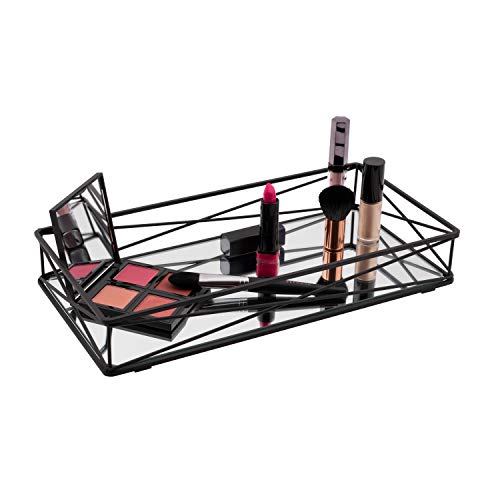 Home Details Tank Matte Black, For Perfume, Jewelry, Toiletries, Bathroom, Coffee Table, Decor Vanity Tray, 14"X 7"X 2" #TOP1