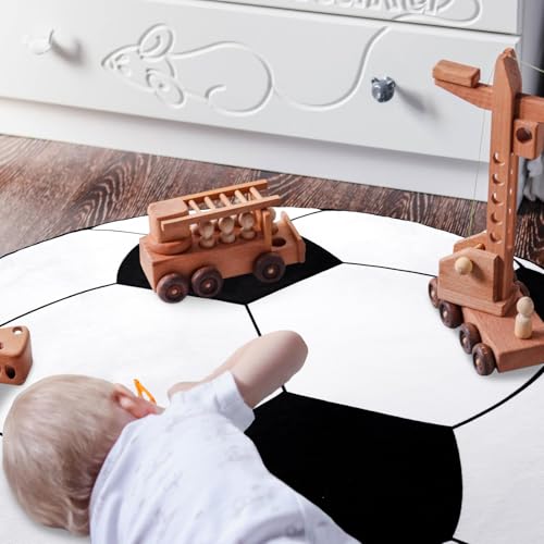 Tapete redondo para niños de 3.9 pies, poliéster miniatura 4
