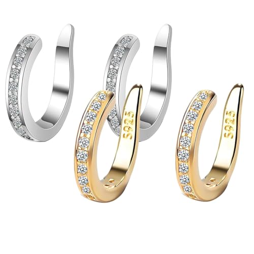 LAKPYN 2 Paar Ear Corrector Clip Segelohren korrektur Diamantbesetzte Ohrknochenclips Diskretes Design für Natürlichen Look Ideal für Hochzeiten Alltag und Reisen