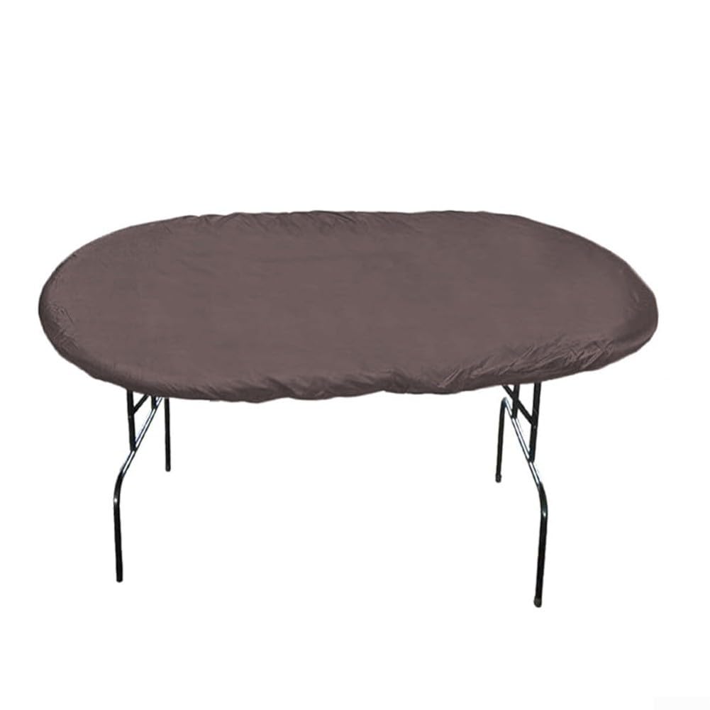 Copertura ovale per tavolo da poker con materiale impermeabile Oxford 420D e coulisse per una protezione affidabile contro gli elementi esterni (caffè)