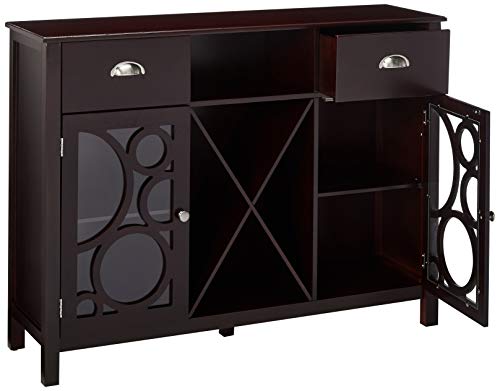 Kings Brand Jamestown Wood Buffet Server Storage Sideboard Wine Cabinet, Cherry #TOP2