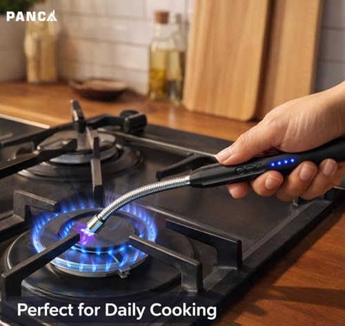 Image of PANCA Electric Rechargeable Plasma Gas Lighter for Kitchen & BBQ | USB Type-C Windproof Arc Lighter with 360 Flexible Neck | for Gas Stove, Candles, Diya & Pooja Use (Multi)