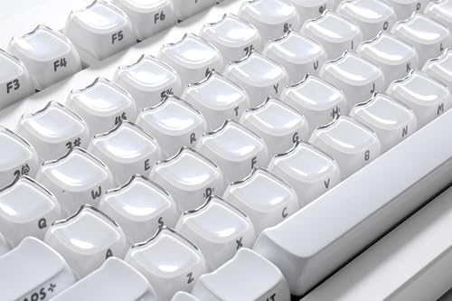 Image of ZORNHER CG870 Wireless Mechanical Keyboard,80% White Gaming Keyboard, Creamy Keyboard,Cute Jelly Cat Clear Ceramic Jade Keycaps,Girly Aesthetics Kitty Keyboard,Creamy Sounding Linear Switches