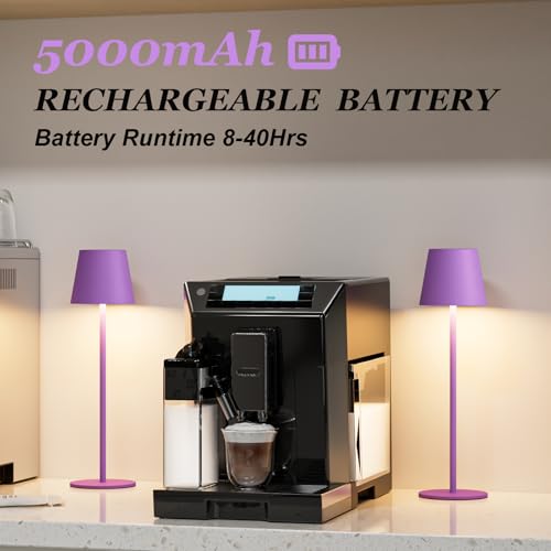 Image of Kakanuo Cordless Table Lamp Rechargeable Purple - KK 2 Pack 5000mAH Battery Operated Lamp for Counter, 3 Color Stepless Dimming Wireless Lamp for Dining Kitchen, Outdoor Patio, Touch Control