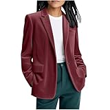 Women Corduroy Blazer Fashion Dressy Long Sleeve Work Office Suit Jackets Blazers Business Casual Outfits Wine XL Fall Clothes for Women
