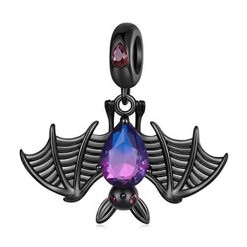 Abalorio de murciélago para pulseras Pandora, plata de ley 925 para Halloween, regalo, Zirconia cúbica, Circonita cúbica