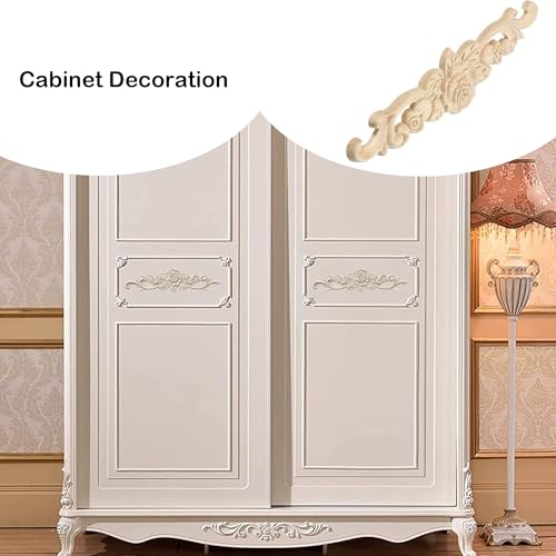 Hezhou 6 Pcs Holzornamente für Möbel Vintage Holzornament Holz Oramente Zierleisten Holzornamente Ecke Holzschnitzerei Applique Ornament Holz Skulptur Corner Holzornamentes (Rose Schnitzerei)