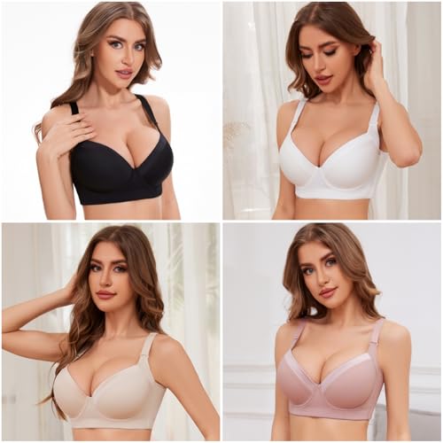 Pushup Bras for Women Bras for Older Women Posture Corrector Bra Underwire T-Shirt Everyday Bra (Purple 44C)