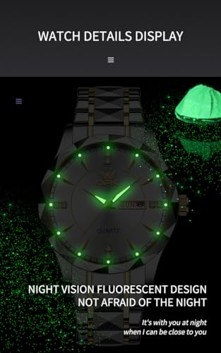 Image of OPK Watches for Men Diamond Roman Analog Mens Watches Waterproof Large Stainless Steel Men Wrist Watch Business Father Gift Watch Blue