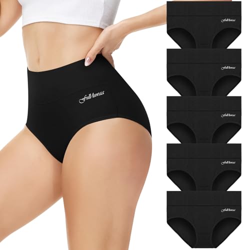 Fullluwaa Unterhosen Damen 5er Pack, Damen Unterwäsche Hoher Bund mit Shape & Baumwolle, Atmungsaktiv