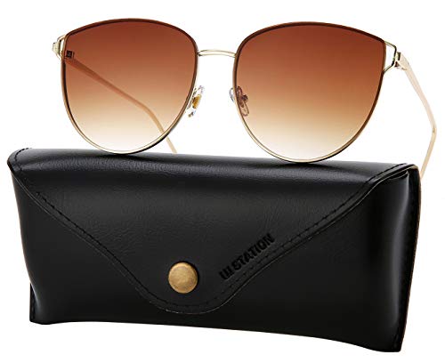 Oversized Sunglasses for Women, Mirrored Cat Eye Sunglasses with Rimless Design U2253