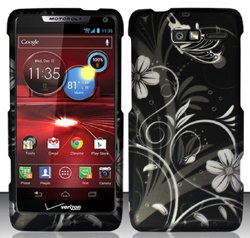 Motorola Droid RAZR M 4G LTE XT907 (Verizon) White Flowers Design Snap On Hard Case Protector Cover + Free Opening Tool + Free Animal Rubber Band Bracelet