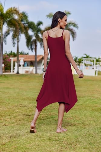 Image of Zeagoo Women Summer Midi Dresses 2026 Hawaiian Bohemian Beach Cover Up Sundress Spaghetti Strap Casual Dress with Pockets