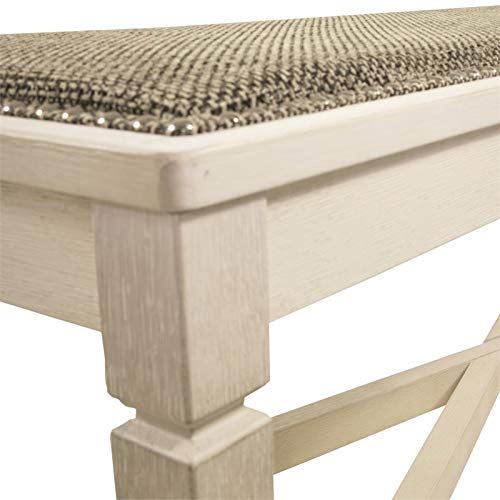 Signature Design By Ashley Bolanburg French Country Upholstered Dining Room Bench, Antique White #TOP6