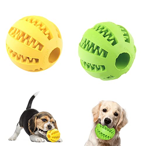 2 Piezas Pelotas de Perro para Limpieza, Bola Molar de Perro, Pelotas de Comida para Goma, Pelota Perro Dientes, Bolas Juguetes Interactivos para Morder, para Perros Gato Pequeños y Medianos