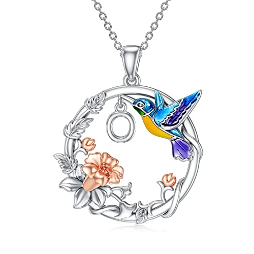Collier colibri en argent 925 personnalisé avec initiale et pierre de naissance pour femme