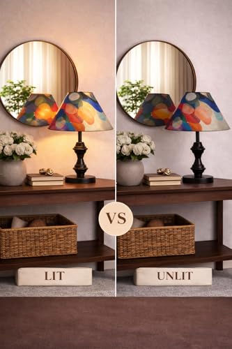 Image of tu casa Modern Table Lamp with Aurora Waves Satin Shade | Metal Iron Base Decorative lamp for Living Room| Decorative Lighting for Living Room, Study & Home Decor, Designer Table Lamp for Gifting
