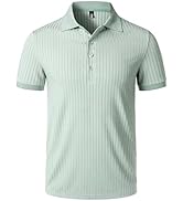 JEMITOP Men's Stretch Knit Slim Fit Polo Shirts Casual Short Sleeve Ribbed Collar Muscle Golf Shirt