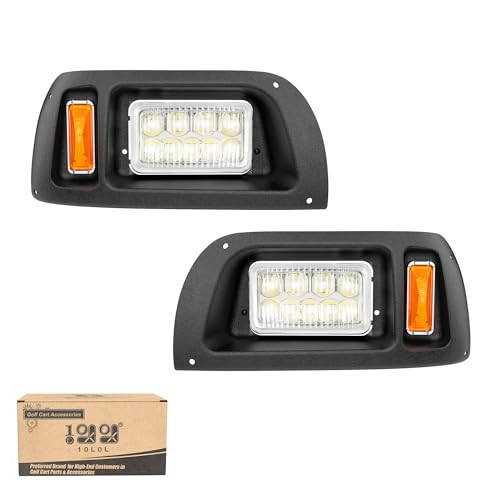 10L0L Golf Cart Headlights for Club Car DS (1993+) - Driver & Passenger Side Replacement 12V Bright Headlights Direct Fit Gas/Electric Models OEM# 101988002 101988001