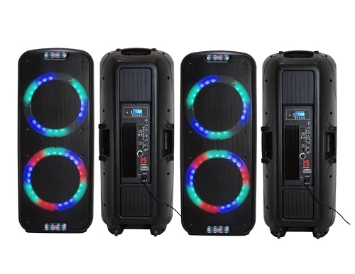 2 MR DJ PBX6500LED Professional Dual 15” 3-Way Full-Range Powered/Active DJ PA Multipurpose Live Sound Bluetooth Loudspeaker