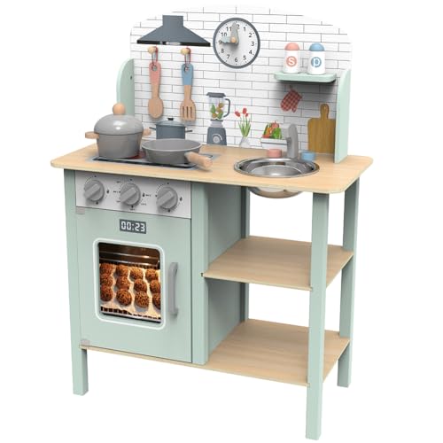 MAGICAMENTE | Cocina de Madera Infantil | Cocina de Juguete para niñas | Incluye: Cocina, Palas, sartén, Olla con Tapa, tarja, salero y 1 pimentero | Cocinita de Juguete para...