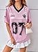 Floerns Women's Cute Bowknot Print Football Jersey Shirts Practice Tee Shirts Light Pink X-Small