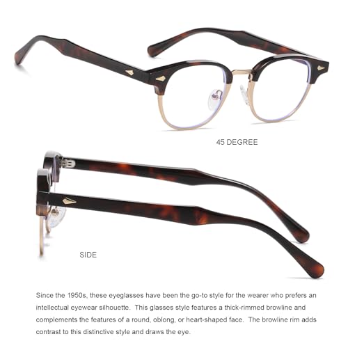 Image of Gleyemor Fashion Blue Light Glasses for Men Women, Semi Rimless Frame Computer Glasses (Tortoise Gold)