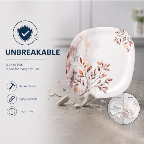 Image of Golden Fish 10 Pcs Dining Set with Serving Bowl & Spoon | 4 Full Plates, 4 Veg Bowls, 1 Donga & 1 Serving Spoon | Clean Table Setup Dinnerware for Home Use, Daily Meals & Gifting