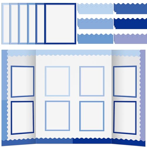 Dinifee 90 Pcs Science Fair Board Supplies Include 72 Trim Scalloped Bulletin Borders 18 Presentation Board Subtitles for Classroom Office Display(Blue) by Dinifee - Used condition - US$7.42